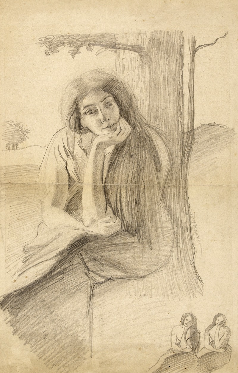 Arthur-Joseph Gueniot - Etude pour Feuilles d’Automne Portrait de Marguerite (soeur de l’artiste)