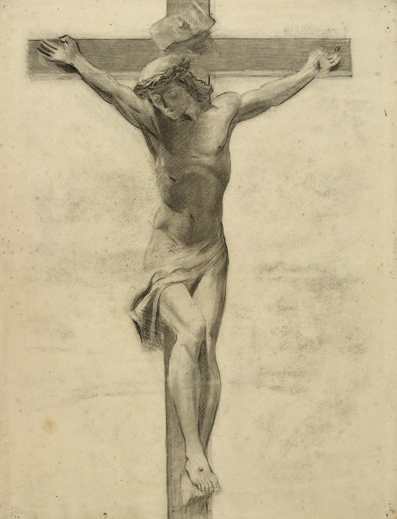 Arthur-Joseph Gueniot - Etude pour un crucifix de bois sculpté Christ en croix