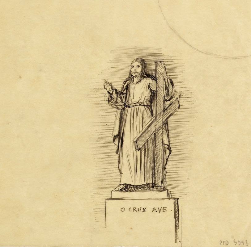 Arthur-Joseph Gueniot - Projet de dessin de Saint André réalisé pour l’abbé Robineau Saint André sculpture sur un socle