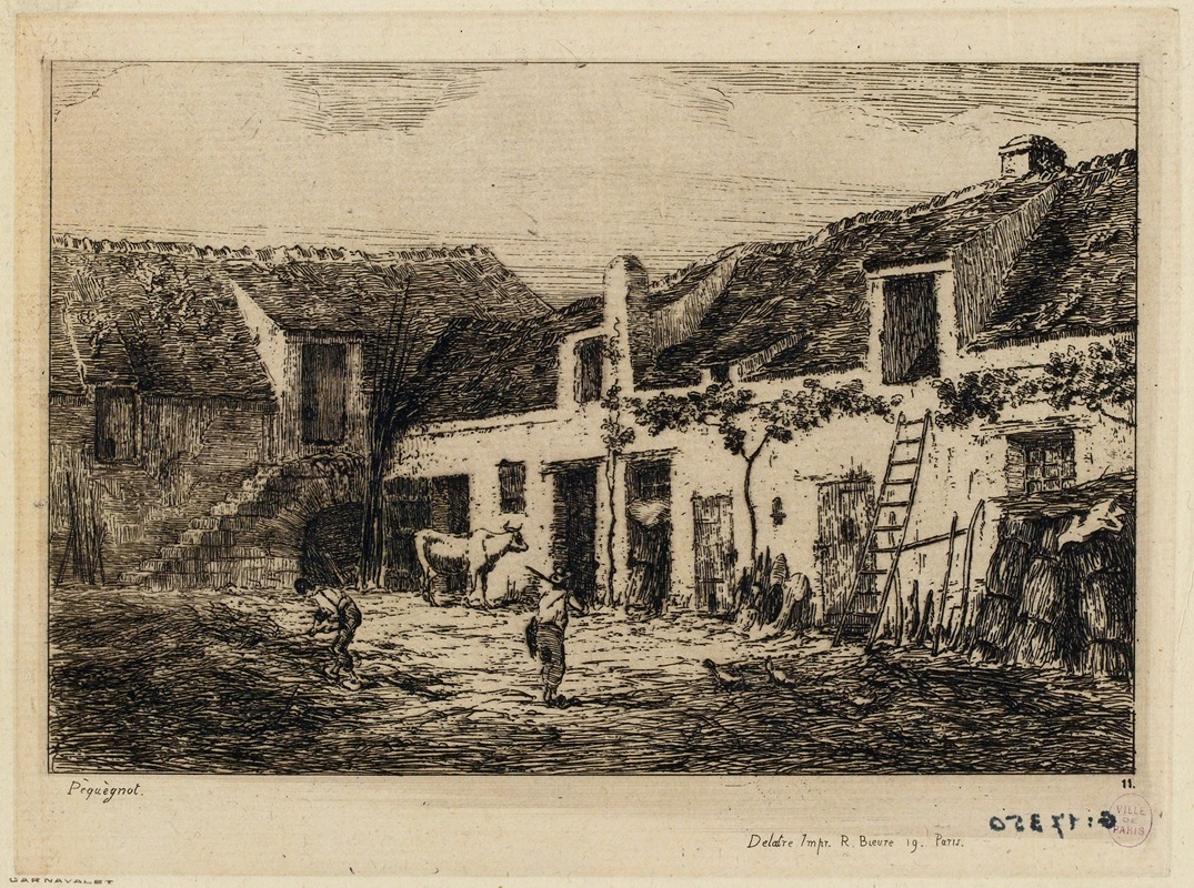 Auguste Péquégnot - Cour de ferme, rue Vaugirard