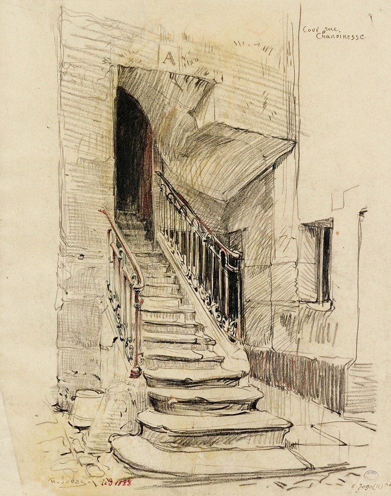 Charles Jouas - Escalier et cour, 22 rue Chanoinesse