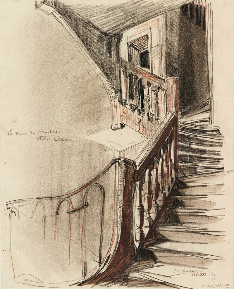 Charles Jouas - Escalier intérieur, 16 rue du Cloître Notre-Dame