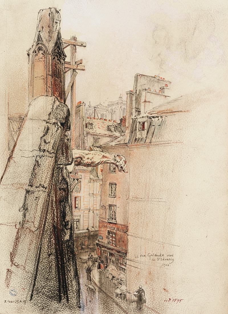 Charles Jouas - Rue Galande, 1906 vue du haut de l’église Saint-Severin