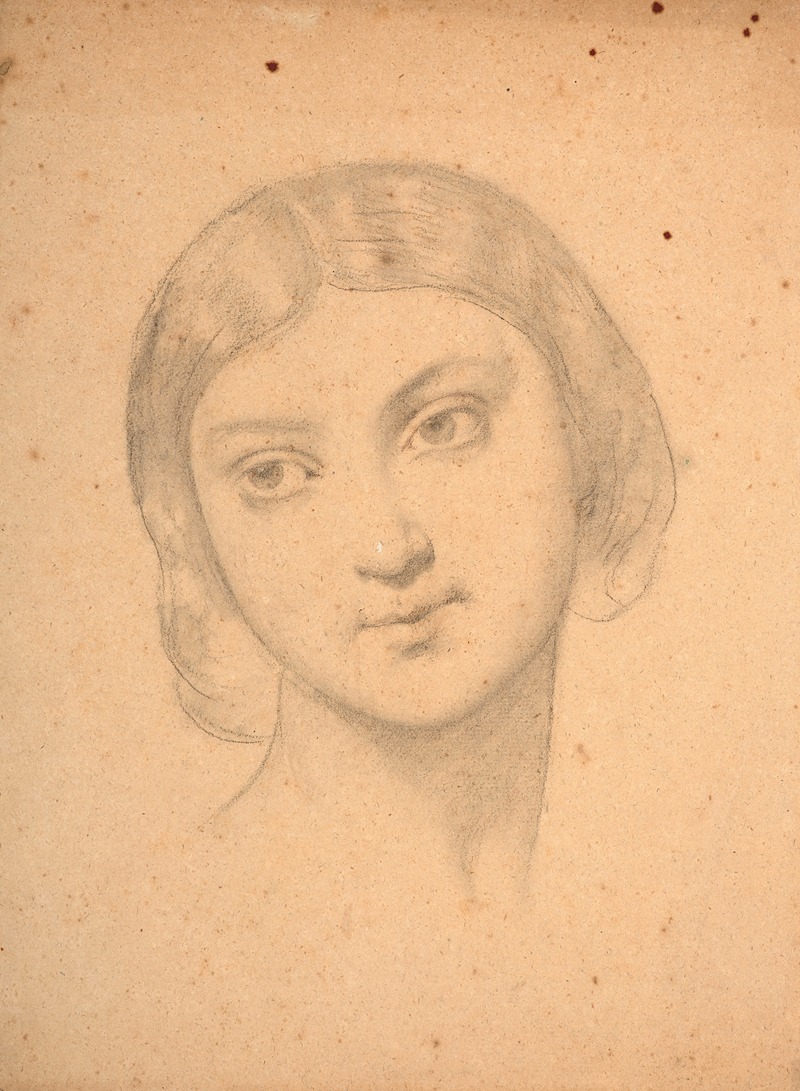 Eugène Emmanuel Amaury Duval - Etude de visage de jeune fille pour le décor de l’église Saint-Germain l’Auxerrois à Paris