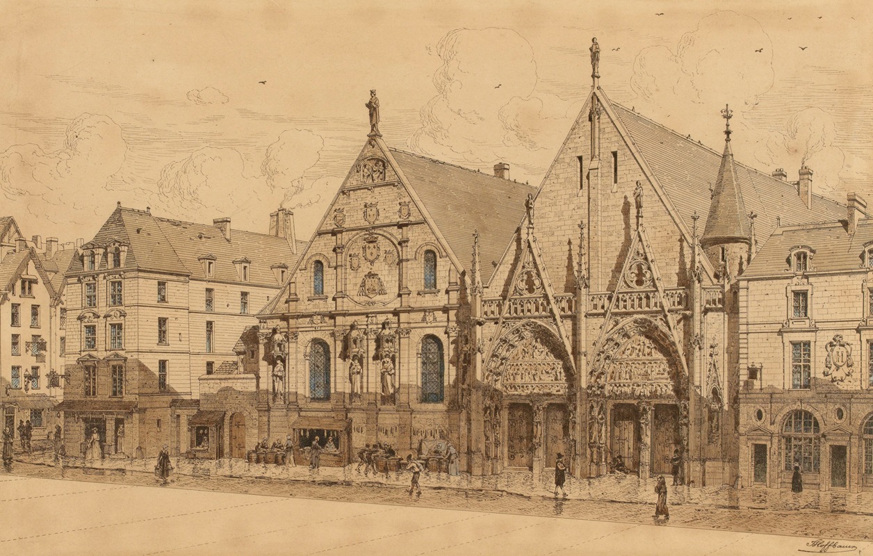 Fédor Hoffbauer - L’ancien Hôtel-Dieu, entrée rue du marché Palu, 1590