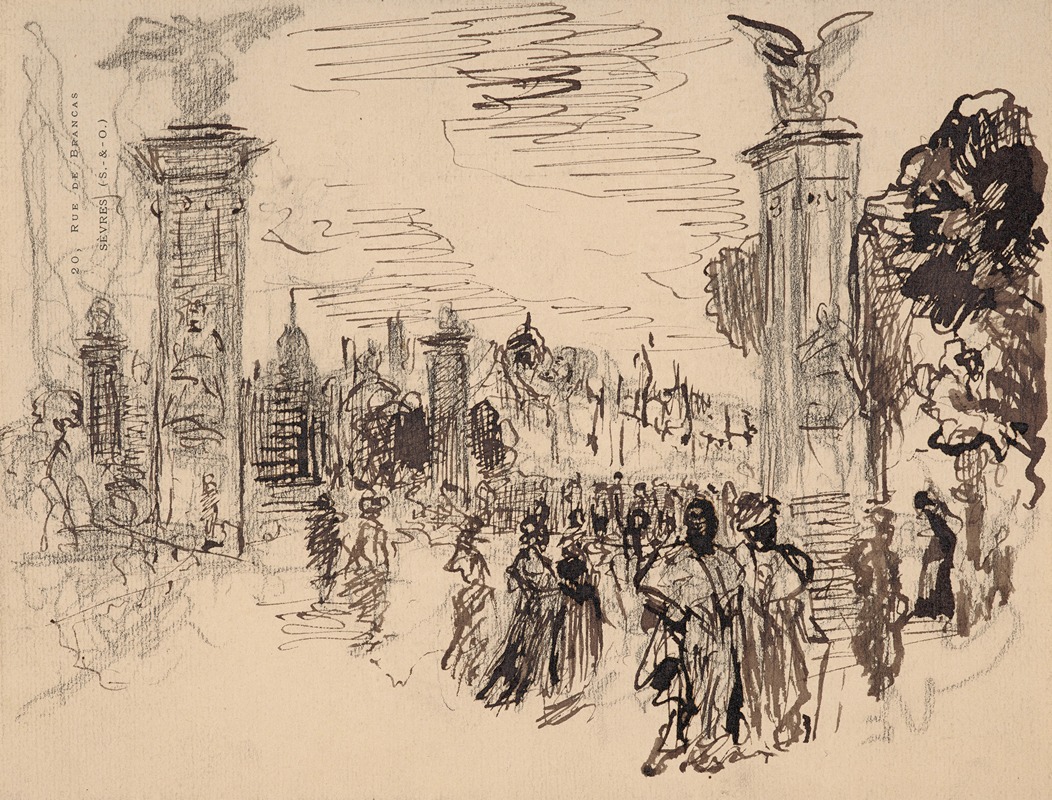 Félix Bracquemond - Passers-by on the Alexandre III bridge