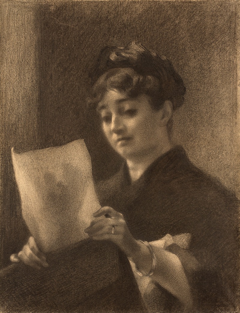 Félix Bracquemond - Portrait of Marie Bracquemond with a drawing cardboard