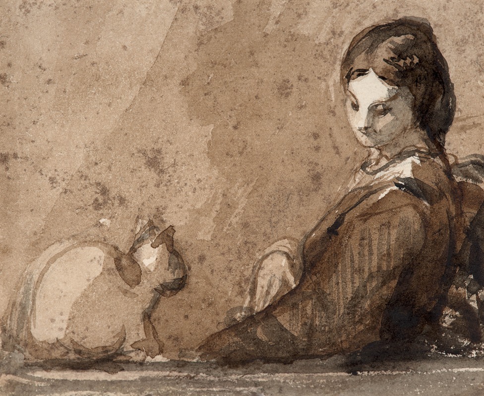 Félix Bracquemond - Woman with a cat