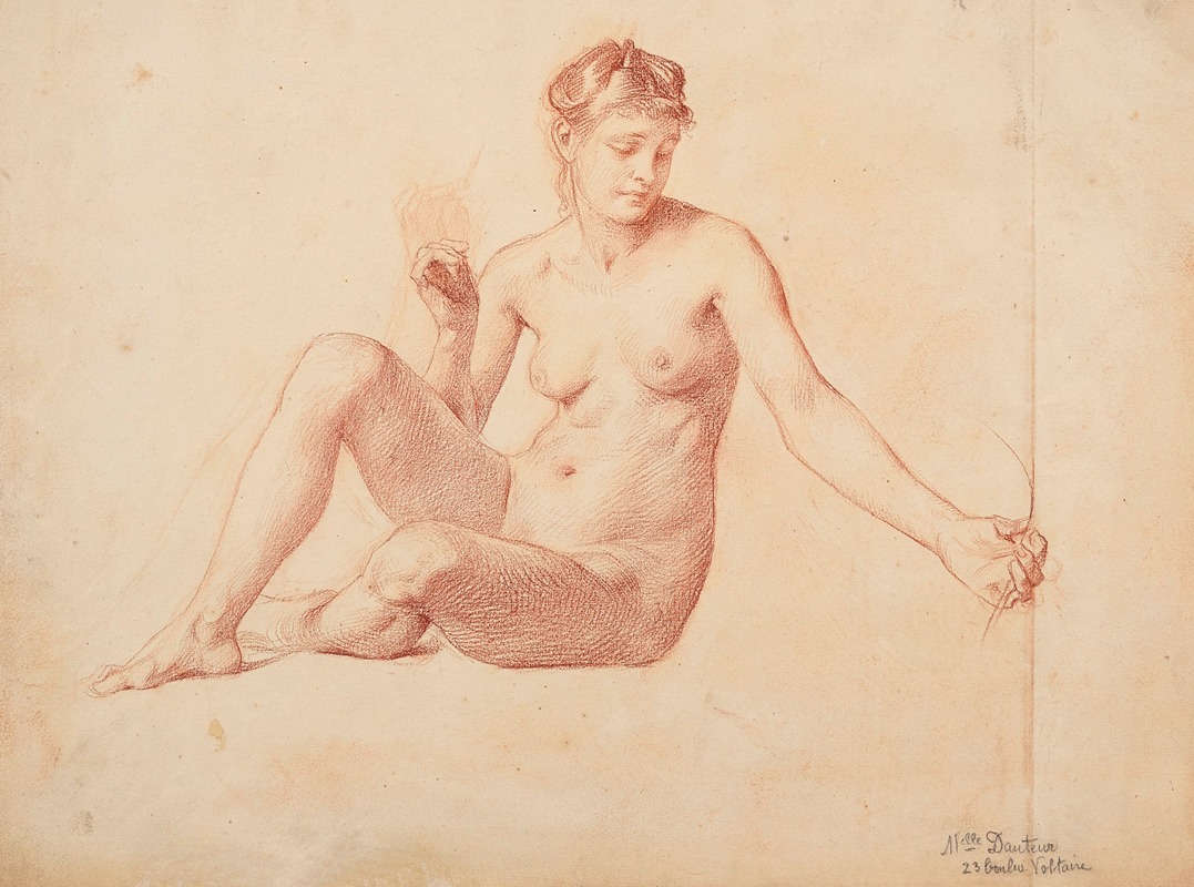 François Emile Ehrmann - Etude de femme nue assise