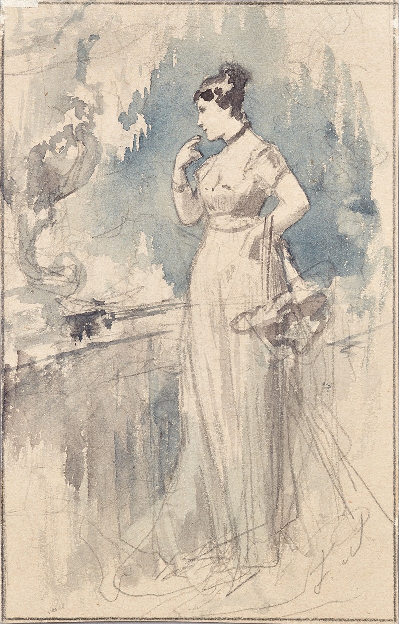 Franz von Persoglia - Dame in langem Kleid