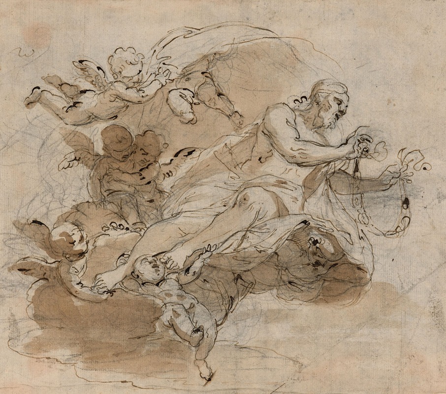 Giuseppe Maria Rolli - Study for the Christ surrounded by cherubs