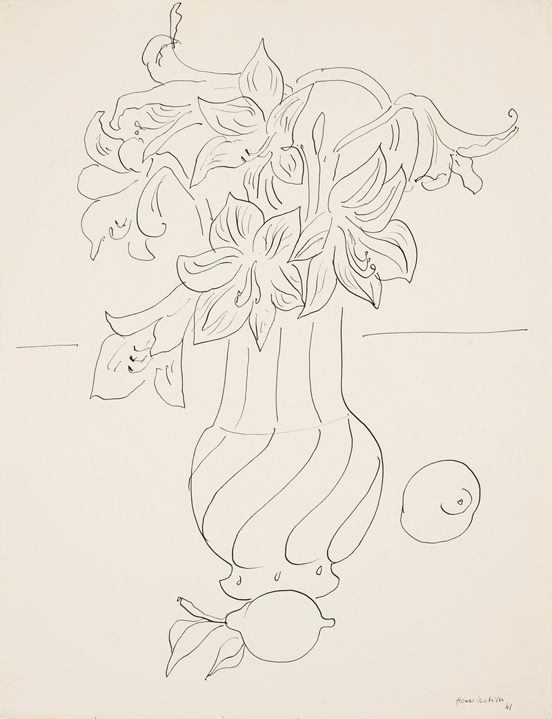 Henri Matisse - Vase de fleurs et citrons sur un entablement