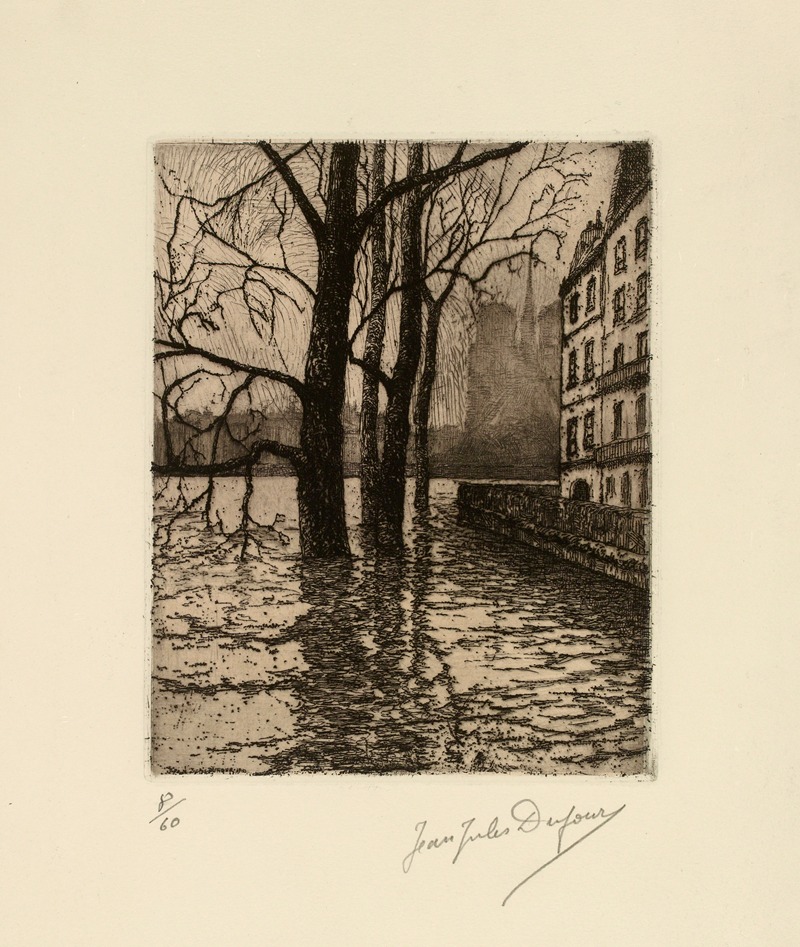 Jean-Jules Dufour - Le Quai d’Orléans – Inondations