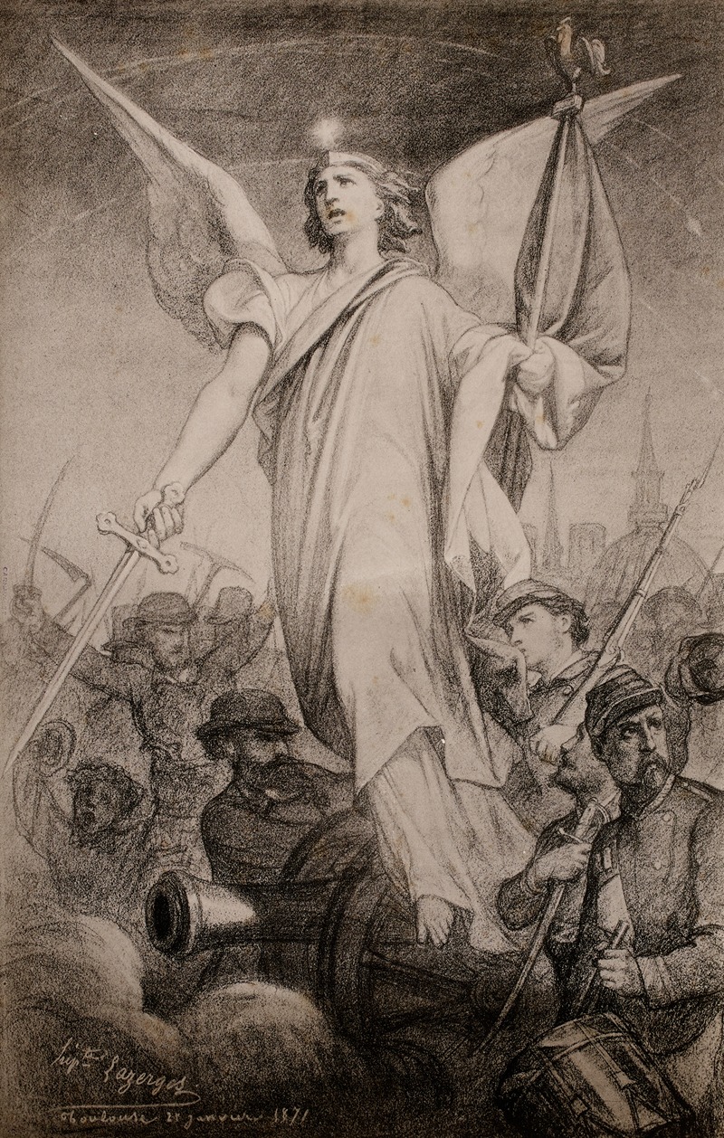 Jean-Raymond-Hippolyte Lazerges - Personnage allégorique et combattants de la guerre de 1870-1871