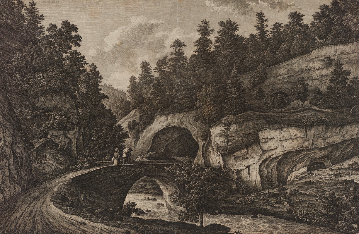 Johann Joseph Hartmann - Un pont sur la Birse, sur la route de Delémont contre Bale