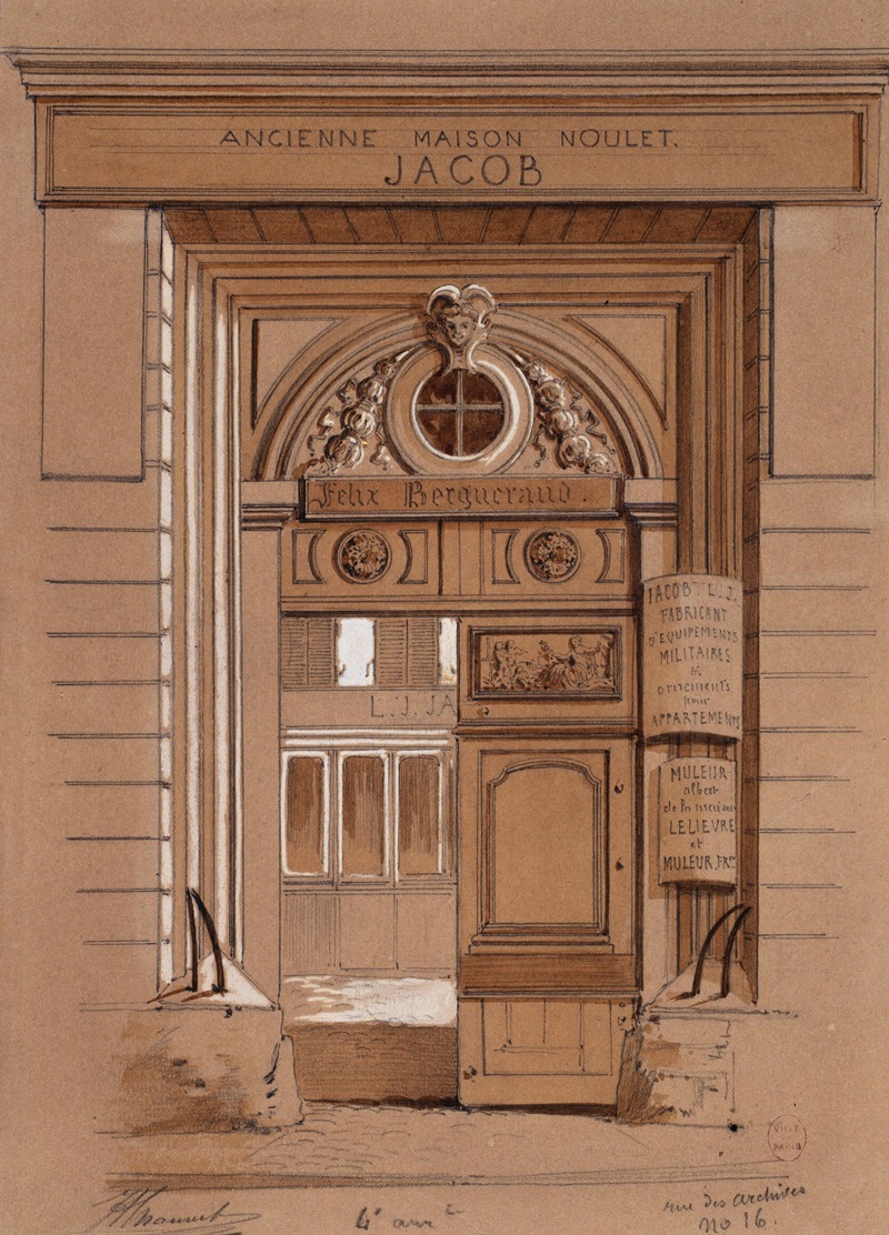 Jules-Adolphe Chauvet - 16 rue des Archives (actuel nº72), 4ème arrondissement