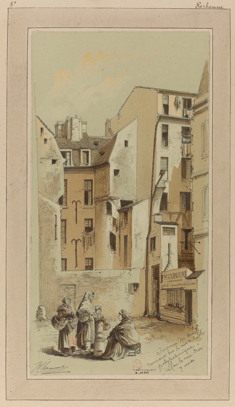 Jules-Adolphe Chauvet - Impasse des Bœufs donnant sur la rue de l’école Polytechnique face à la rue des Sept-Voies (actuelle rue Valette), 5ème