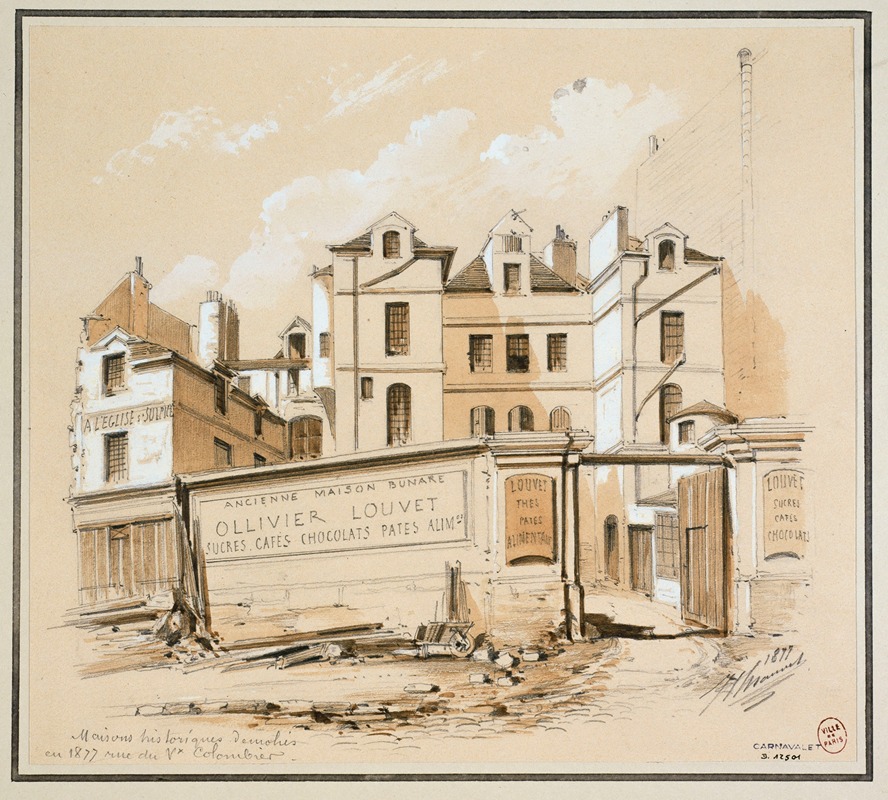 Jules-Adolphe Chauvet - Rue du Vieux-Colombier (maisons démolies en 1877)