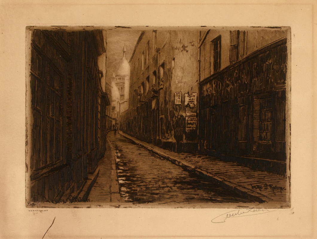 Lucien Marcelin Gautier - La rue St Rustique Montmartre