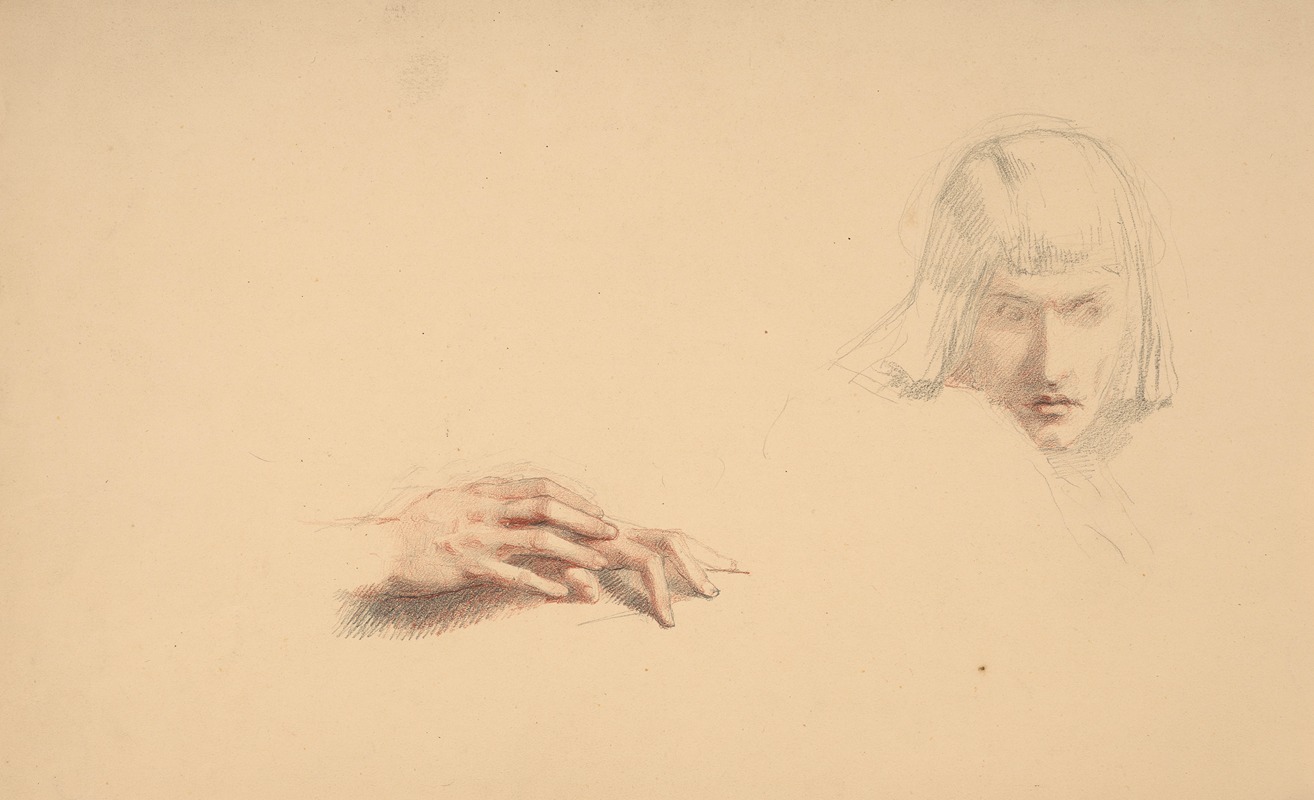 Marie Bracquemond - Study of hands and head for King Charles VI