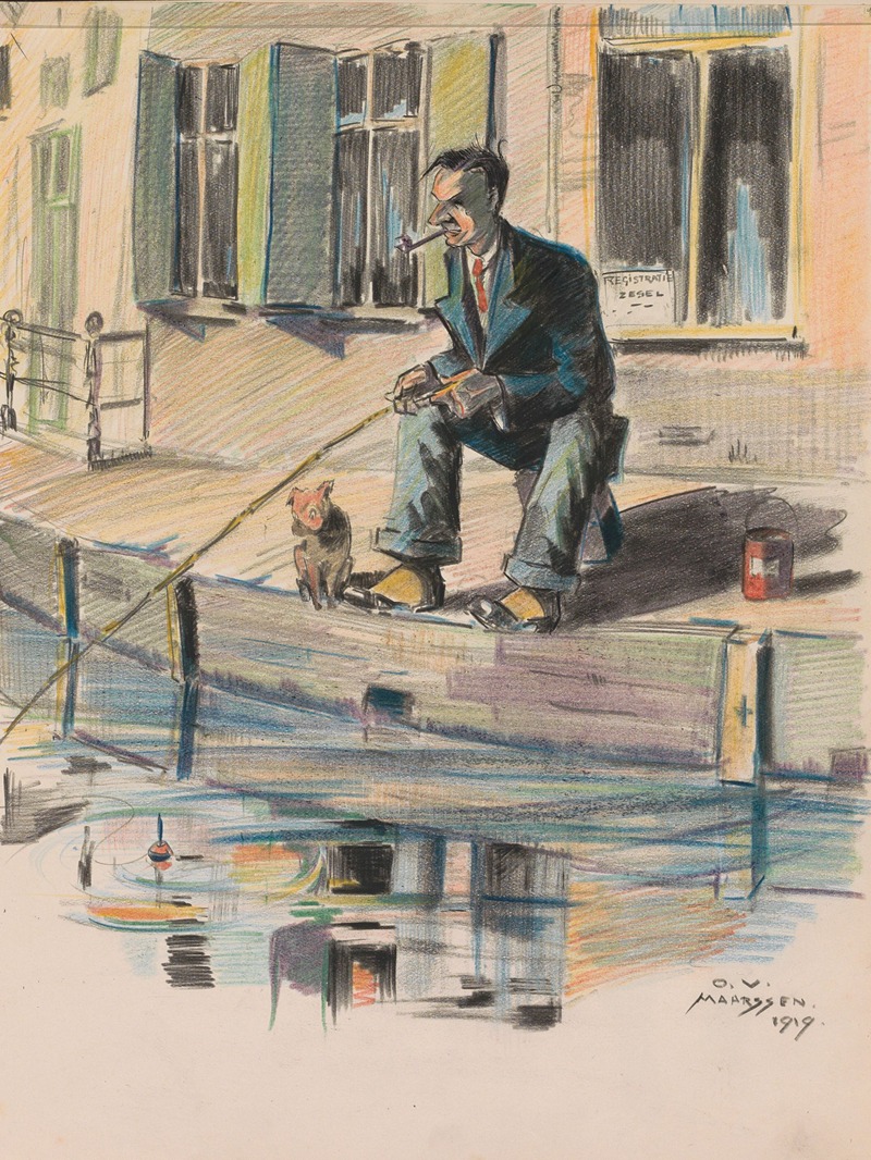 Otto Verhagen - Man fishing at a canal in Maarssen