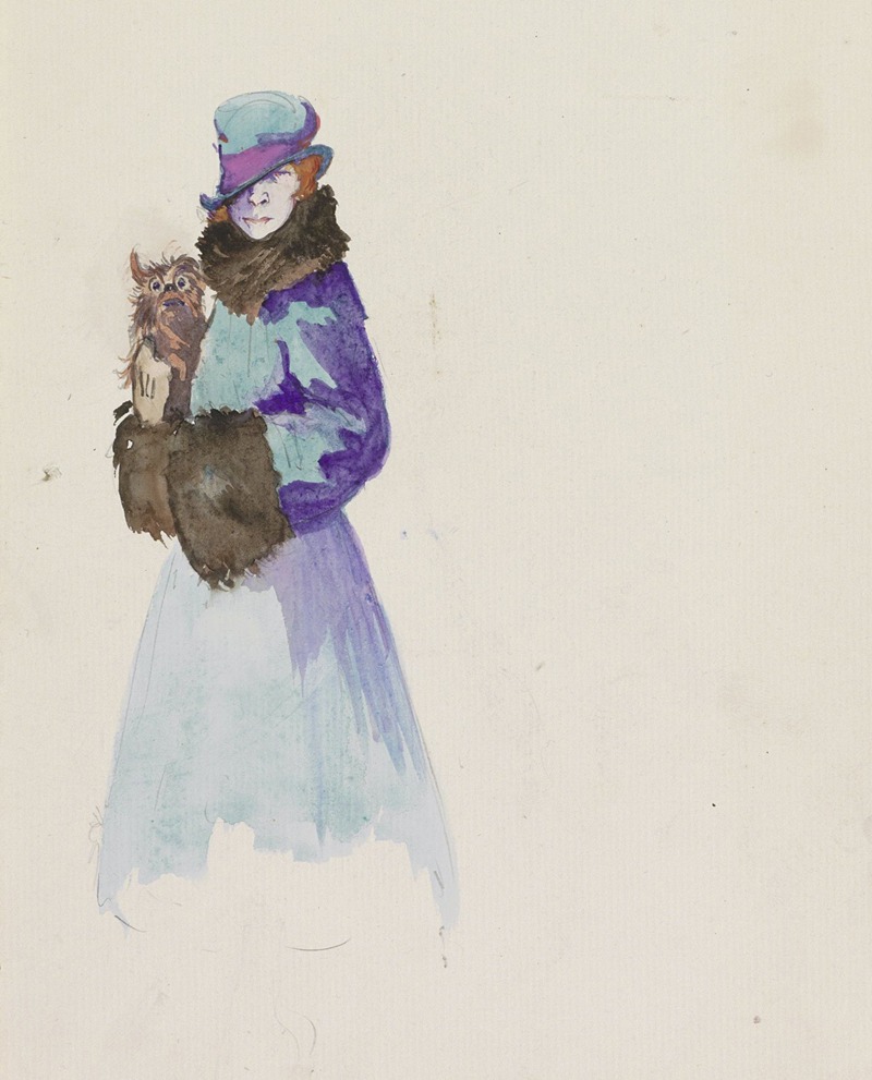 Otto Verhagen - Woman in a fur-trimmed coat with a dog in her arms