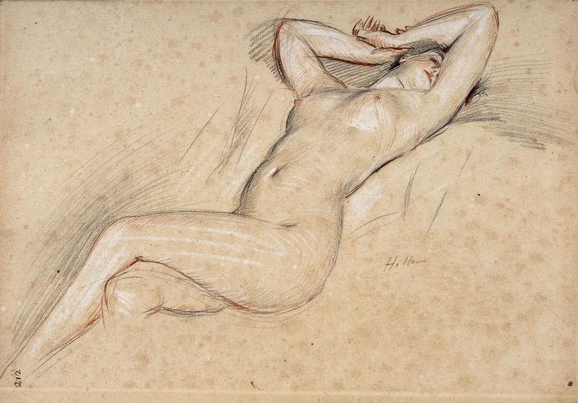 Paul César Helleu - Reclining female nude