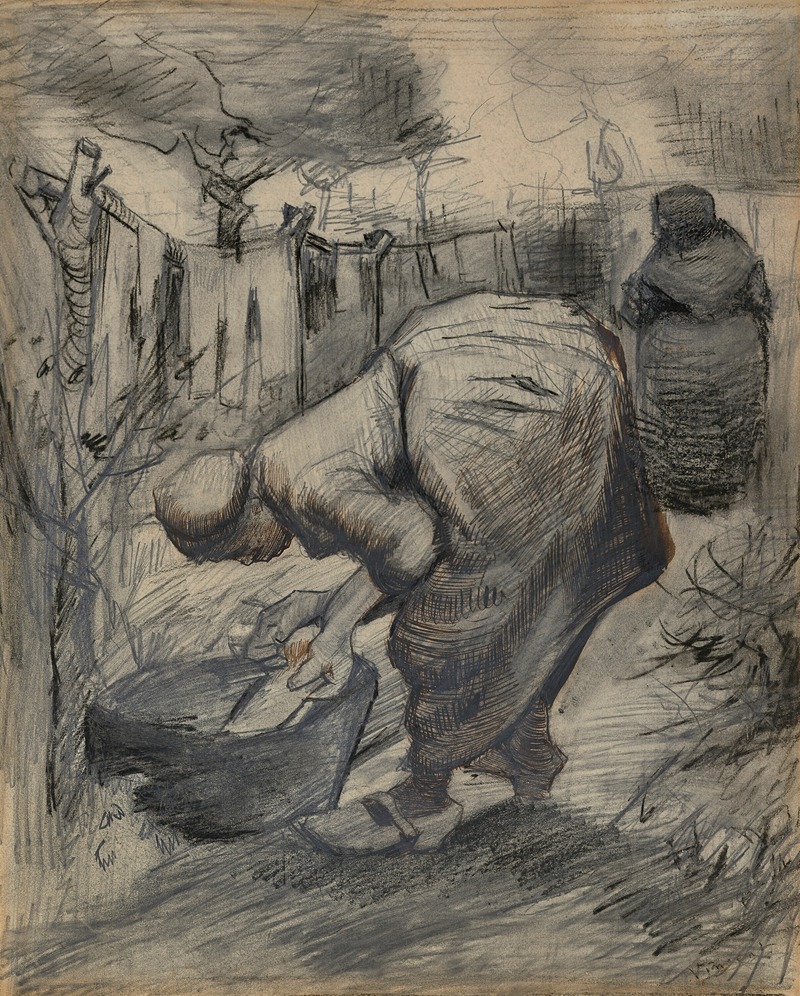 Vincent van Gogh - Boerin bij de wastobbe, in een tuin (Woman by the Wash Tub, in a Garden)