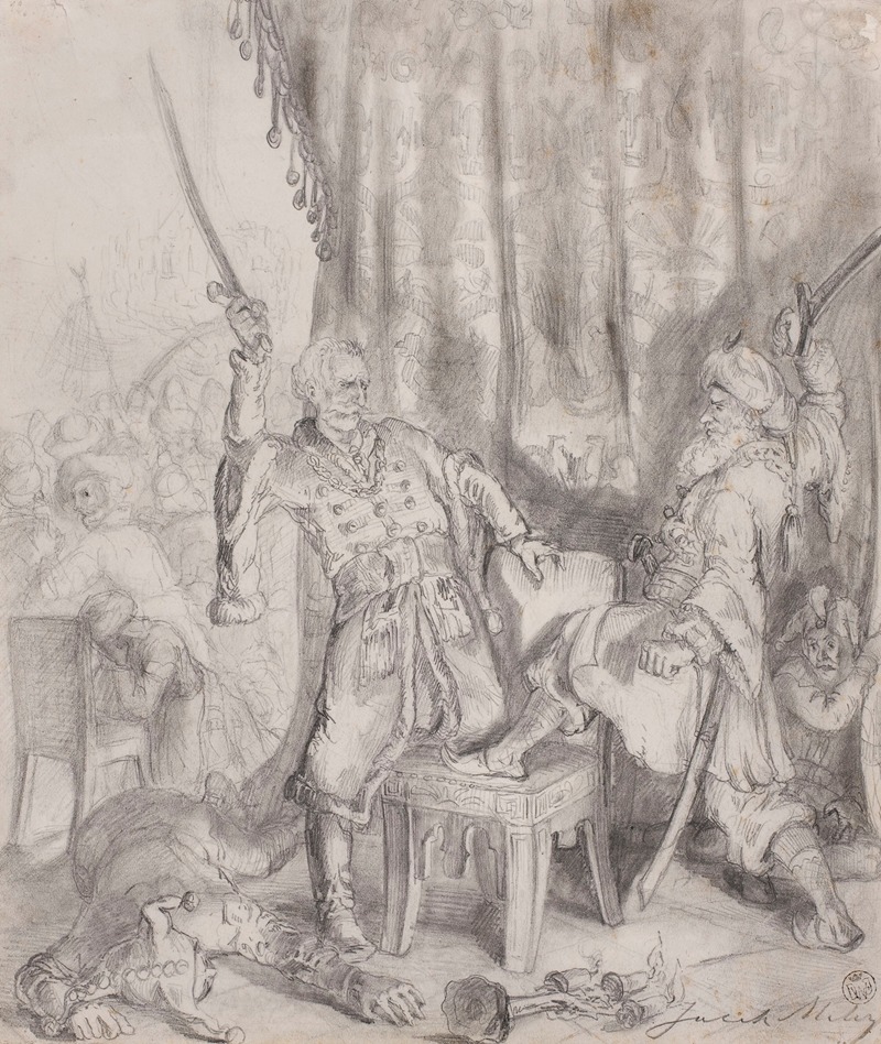Jacek Malczewski - Mr. Brzezan fighting with a Tatar – illustration for “Jan Bielecki” by Juliusz Słowacki