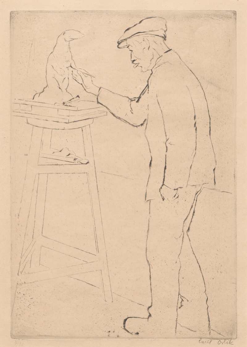 Emil Orlik - August Gaul modellierung ein Seehund.