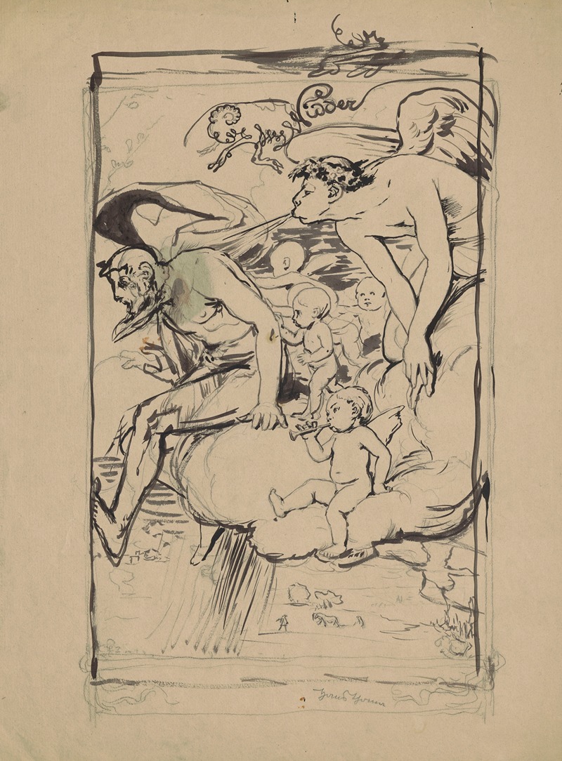 Hans Thoma - Allegory of March. Design for a calendar illustration