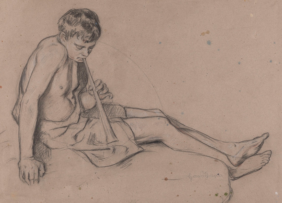 Hans Thoma - Boy Playing the Pipe