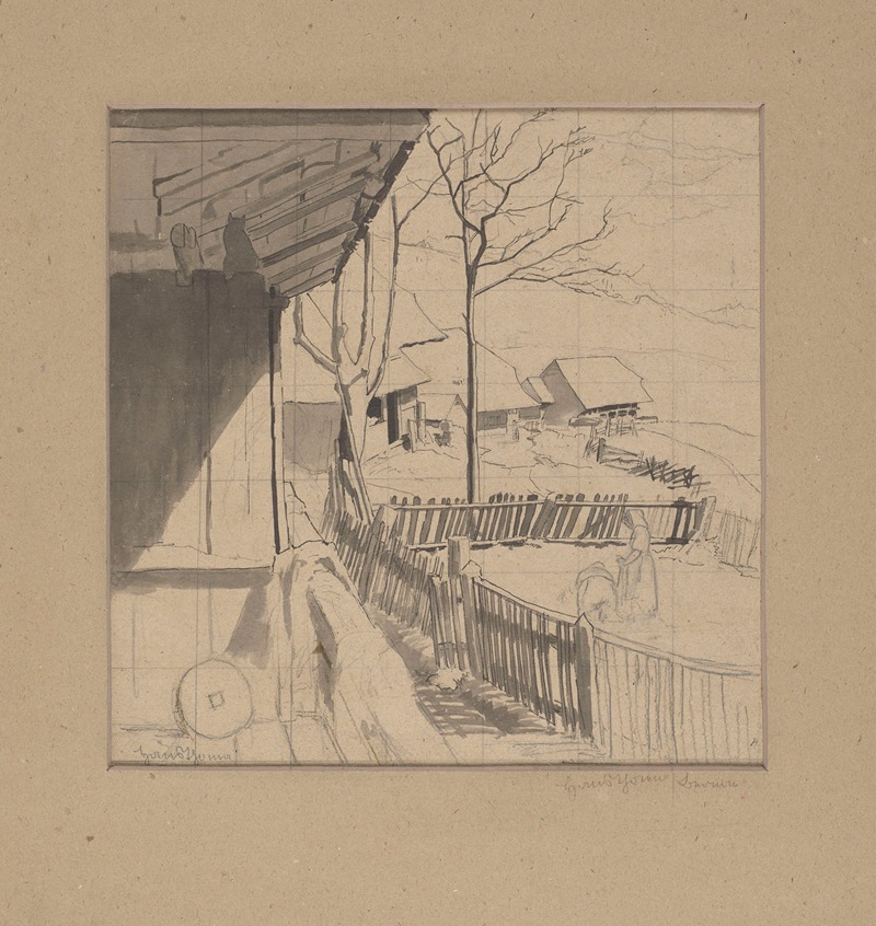 Hans Thoma - Country Farmhouses in Bernau