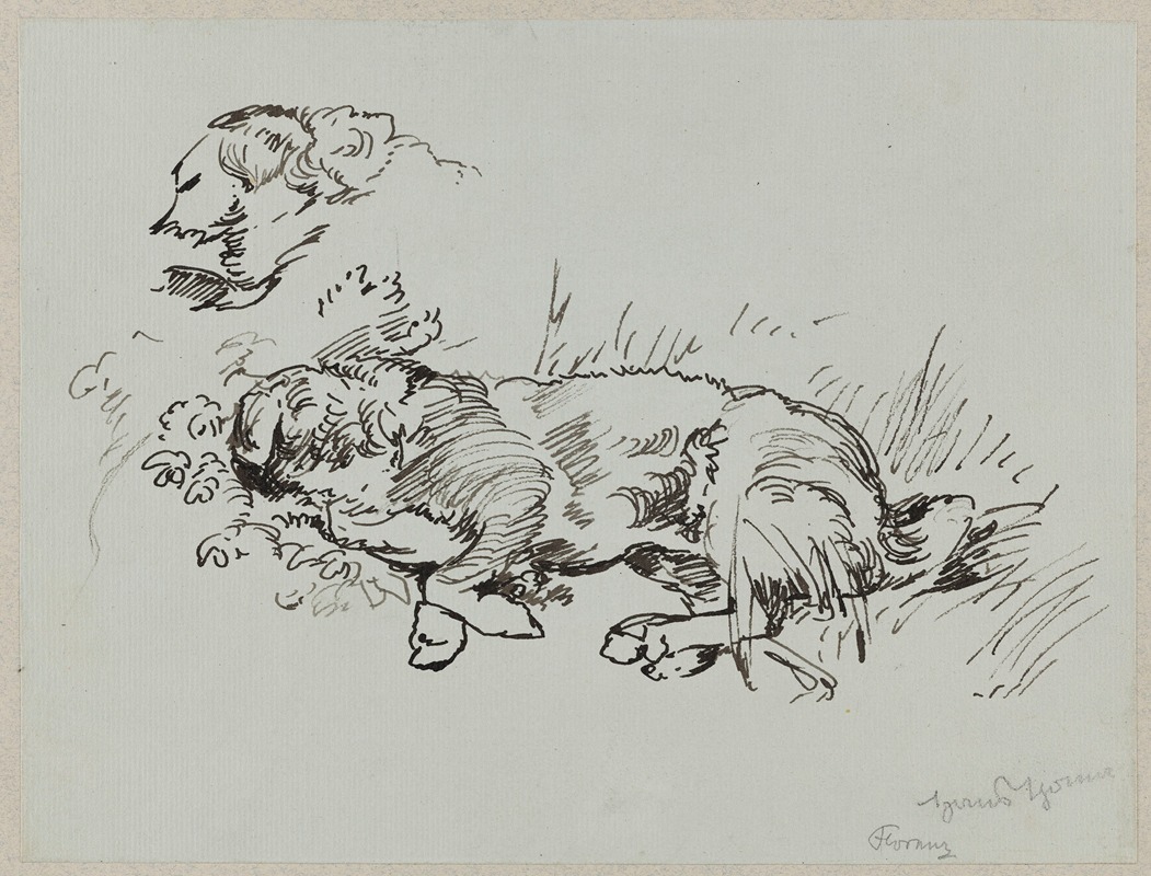 Hans Thoma - Dog Lying in the Grass
