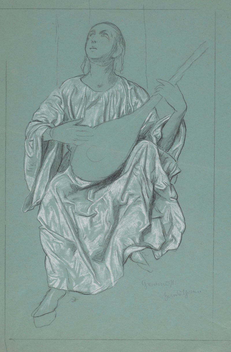 Hans Thoma - Female Lute Player