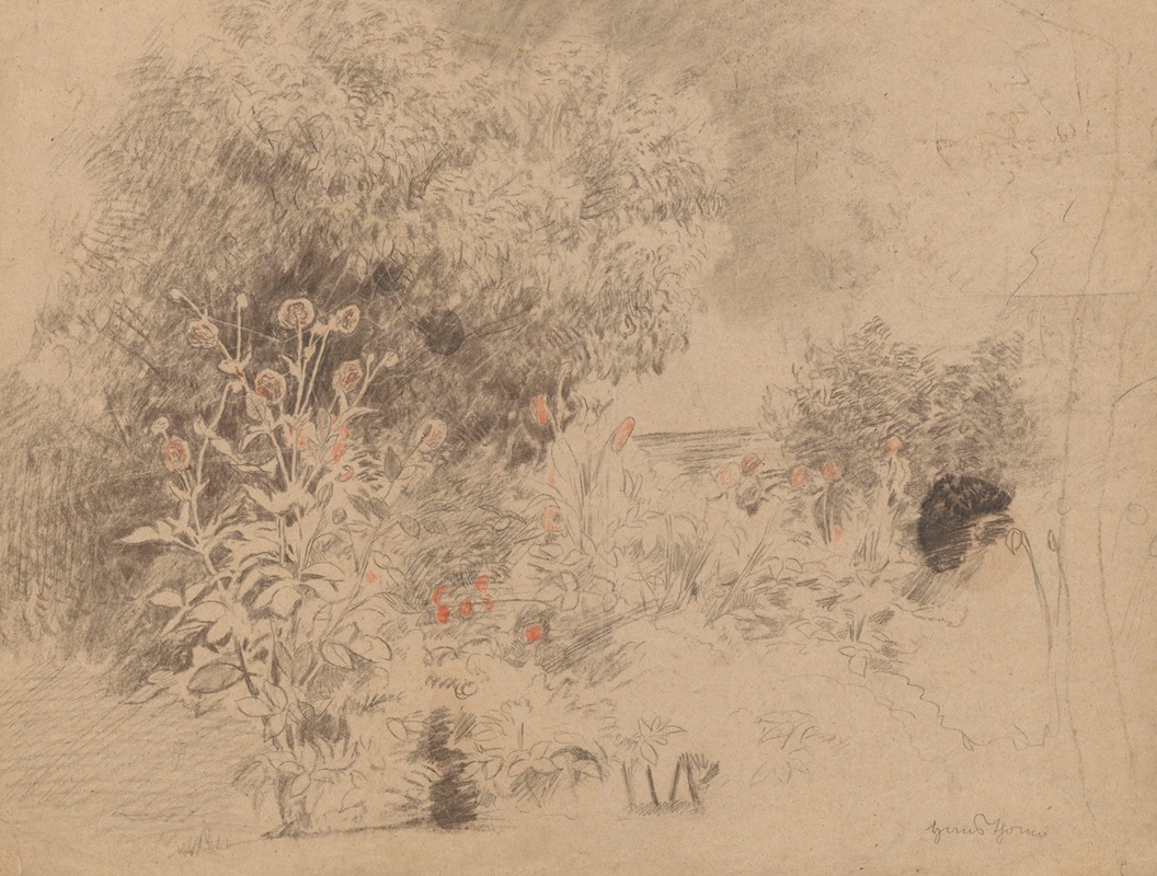 Hans Thoma - Flowers and bushes