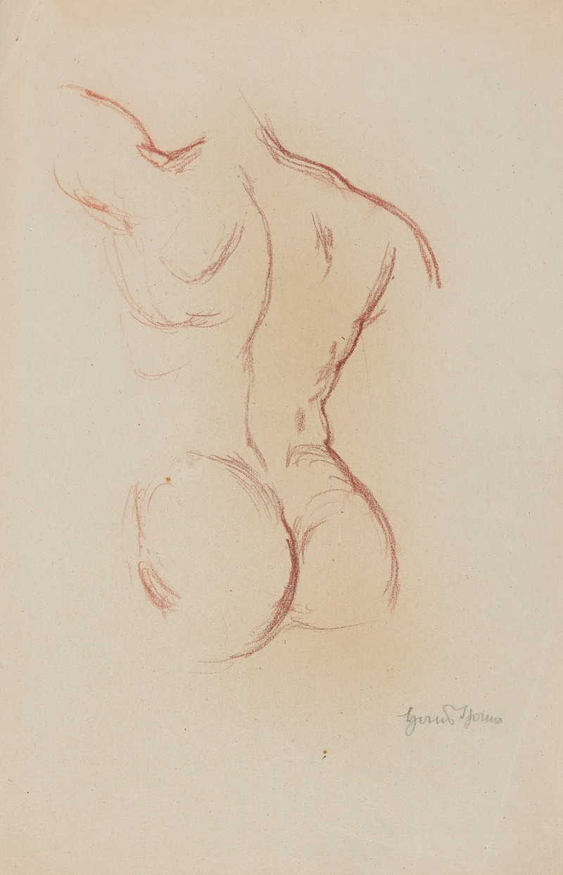 Hans Thoma - Fragment of a Male Nude, Depicted from the Back