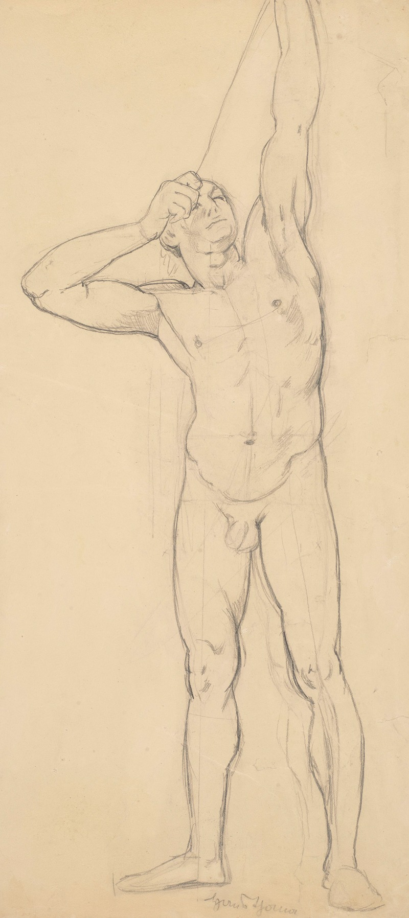Hans Thoma - Male Nude – Man Shooting a Bow
