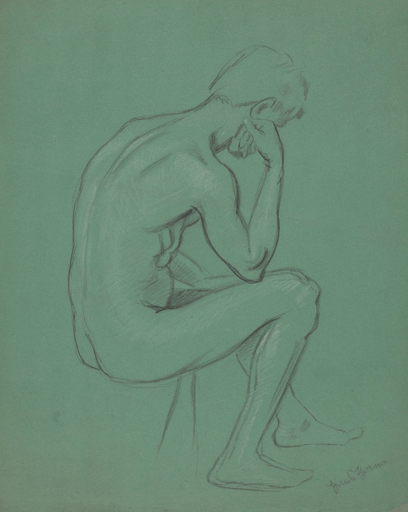 Hans Thoma - Male Nude Sitting