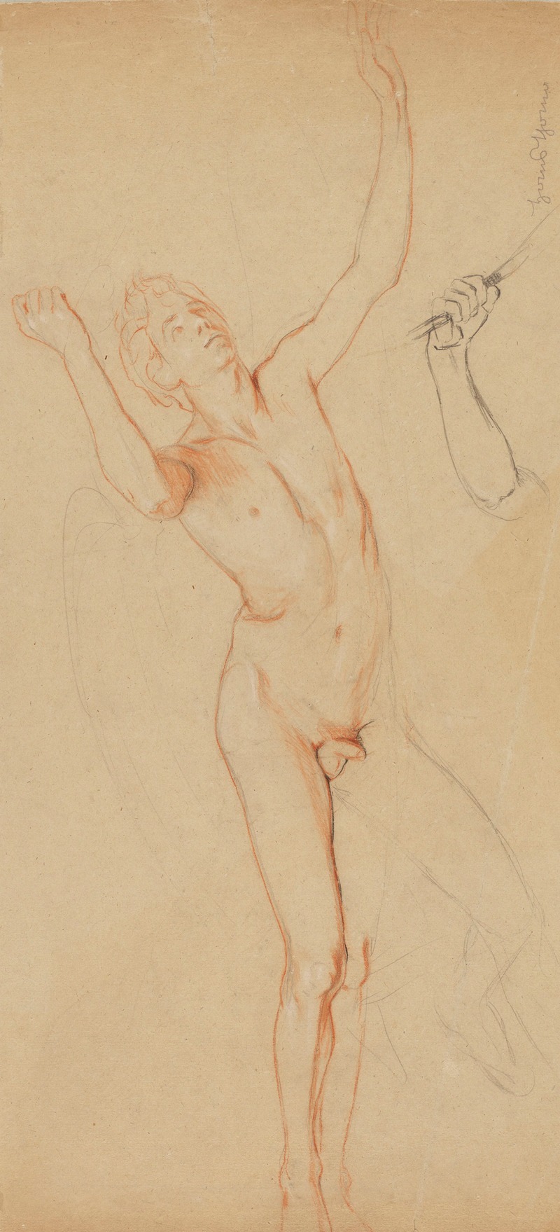 Hans Thoma - Male Nude, Below – Study of a Hand