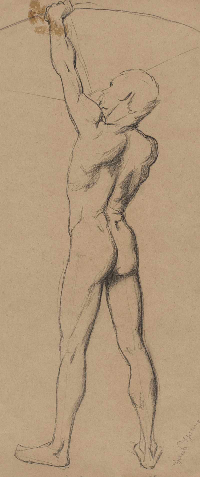 Hans Thoma - Nude Archer Depicted from the Back