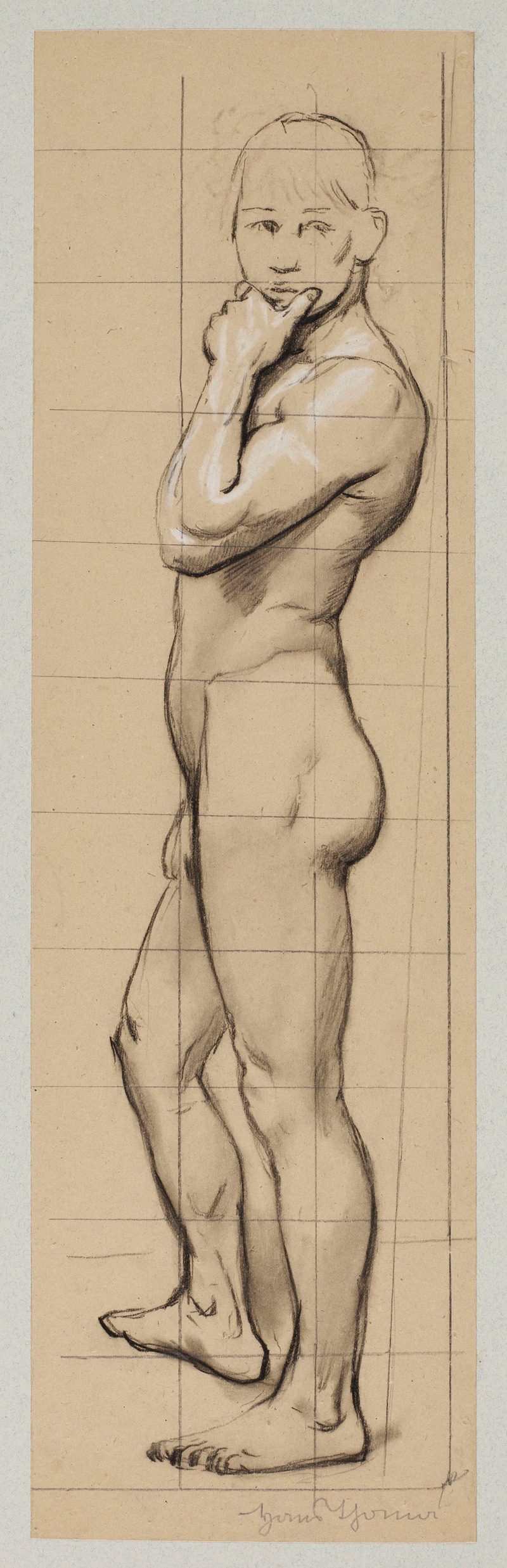 Hans Thoma - Nude young man, sideways
