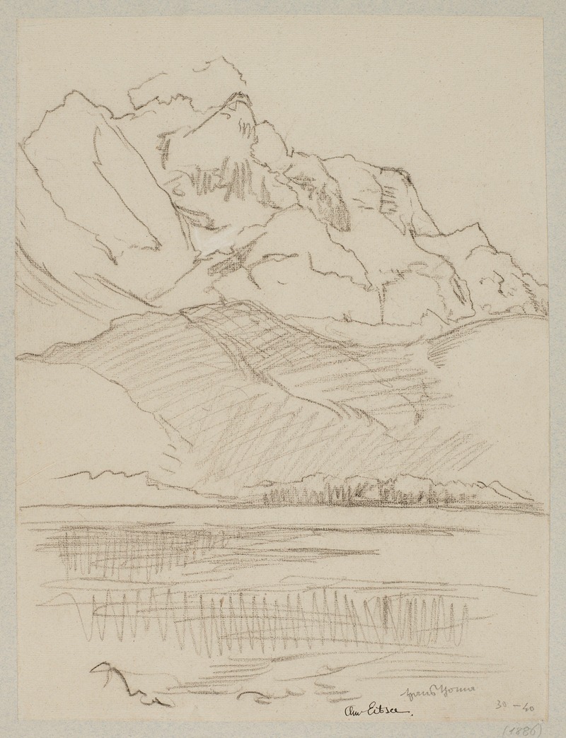 Hans Thoma - Panorama of Mountain Lake Eibsee with the View of the Summit of Zugspitze in the Bavarian Alps