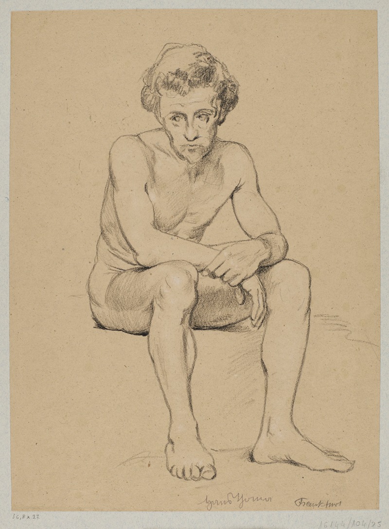 Hans Thoma - Sitting male nude