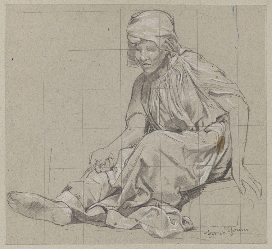 Hans Thoma - Sitting Woman in a Draped Robe