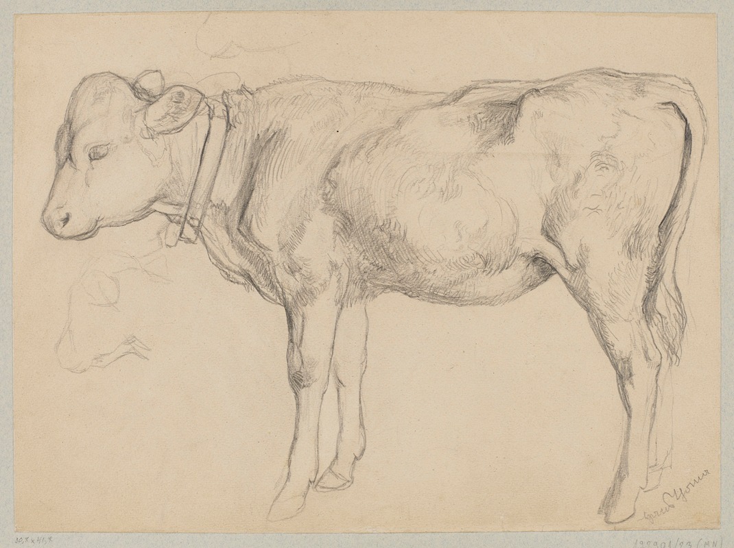 Hans Thoma - Sketch of a bull in profile