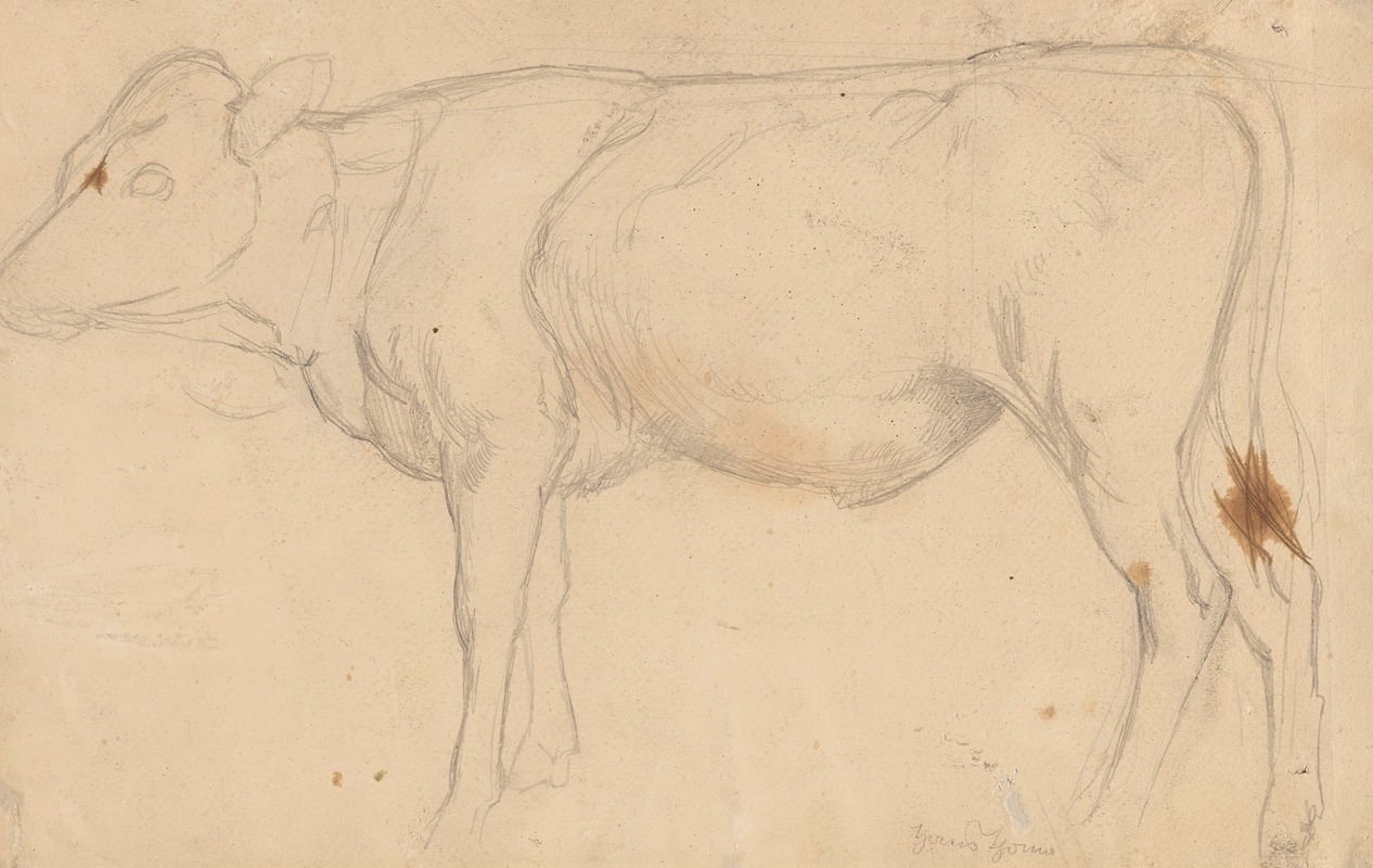 Hans Thoma - Standing Bull