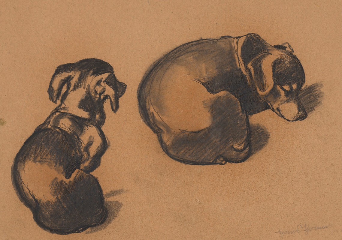 Hans Thoma - Studies of a dachshund