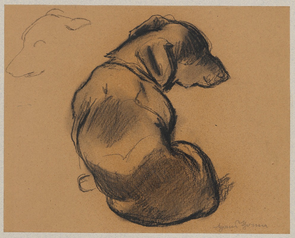 Hans Thoma - Studies of a dachshund