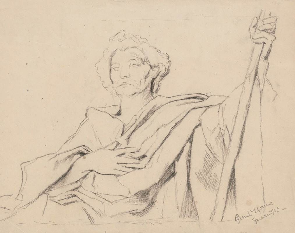 Hans Thoma - Study of a costume for the figure of King Gambrinus